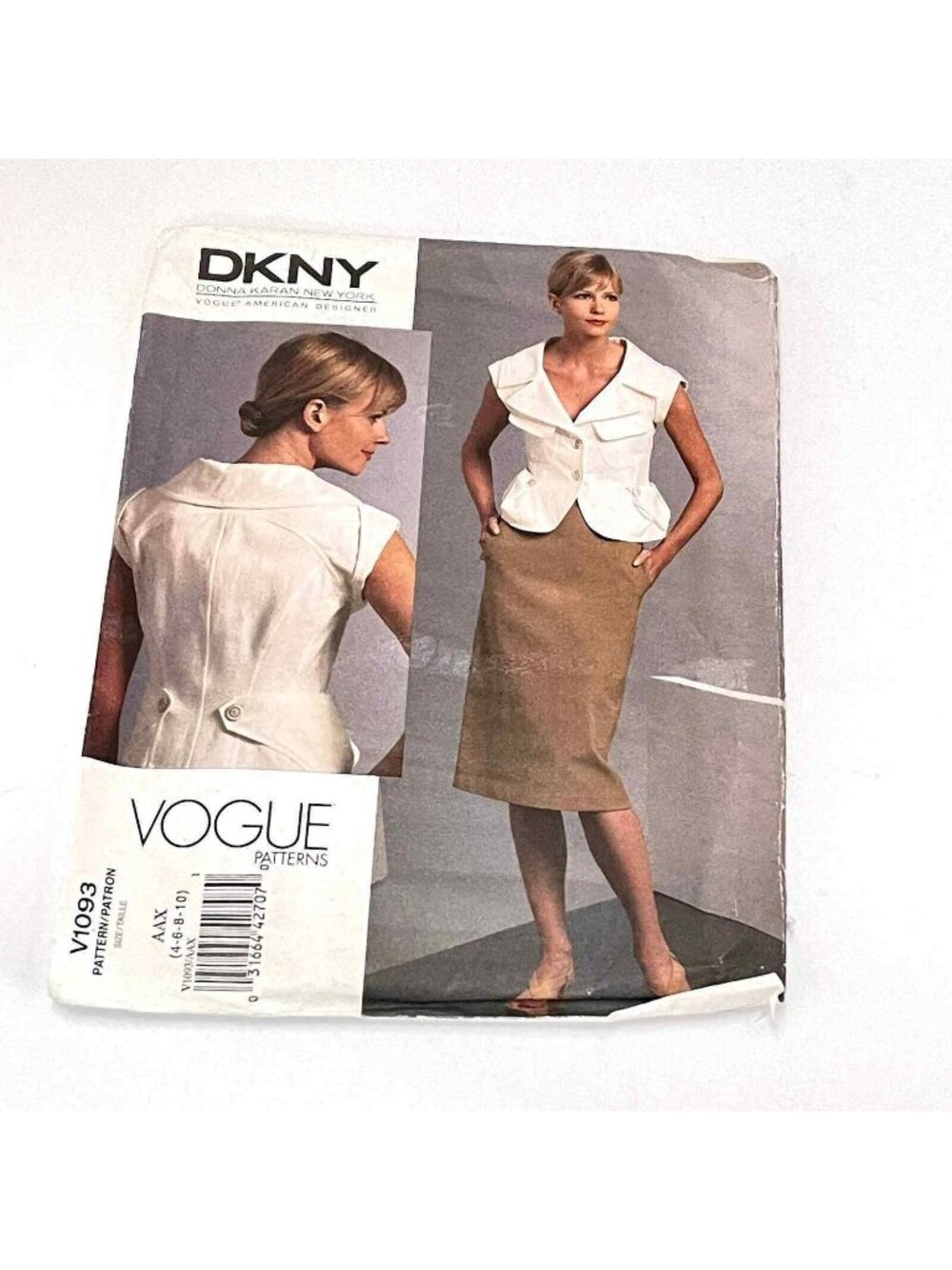 Vogue Pattern V1093 DKNY Top Fitted Skirt Size 4 6 8 10 Designer Uncut USA